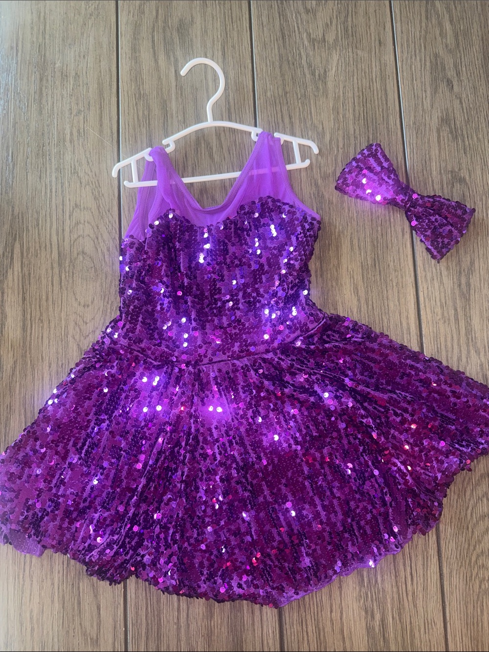 Weissman Purple Sequin Tutu Dress with Matching Bow